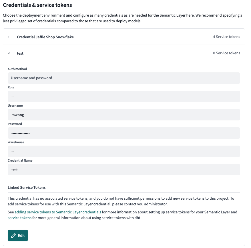 If you don’t have access to create service tokens, you can create a credential and contact your admin to create one for you. If you don’t have access to create service tokens, you can create a credential and contact your admin to create one for you.